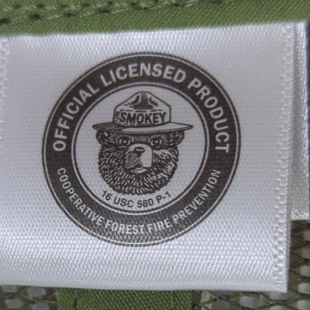 Smokey Bear Only You Prevent Wildfires Trucker Hat Mesh Snapback Green Cream NEW - Picture 9 of 12